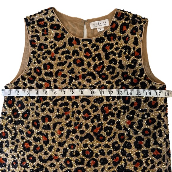 NWT Velvet by Graham & Spencer Yves Leopard Sequined Sleeveless Top Small S - Picture 7 of 9